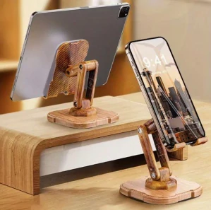 Personalizovaný skladací stojan na telefón/tablet s dreveným odkazom