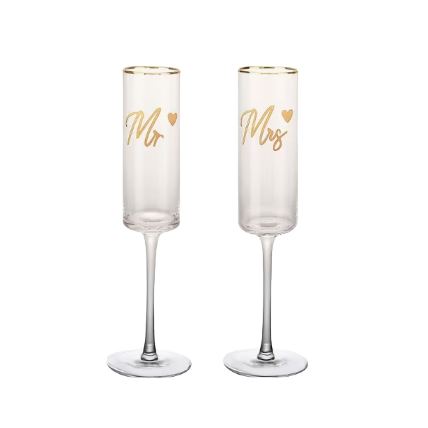 Luxusné svadobné poháre "Mr & Mrs" so zlatým okrajom a gravírovaním