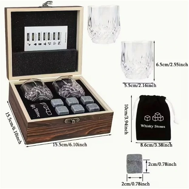 Drevená darčeková sada na whisky s personalizovaným gravírovaním