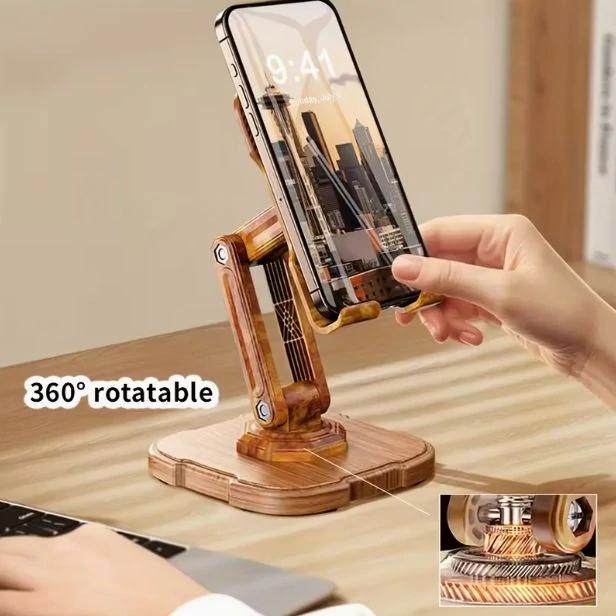 Personalizovaný skladací stojan na telefón/tablet s dreveným odkazom