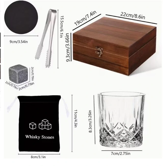 Veľká drevená darčeková sada na whisky s personalizovaným gravírovaním