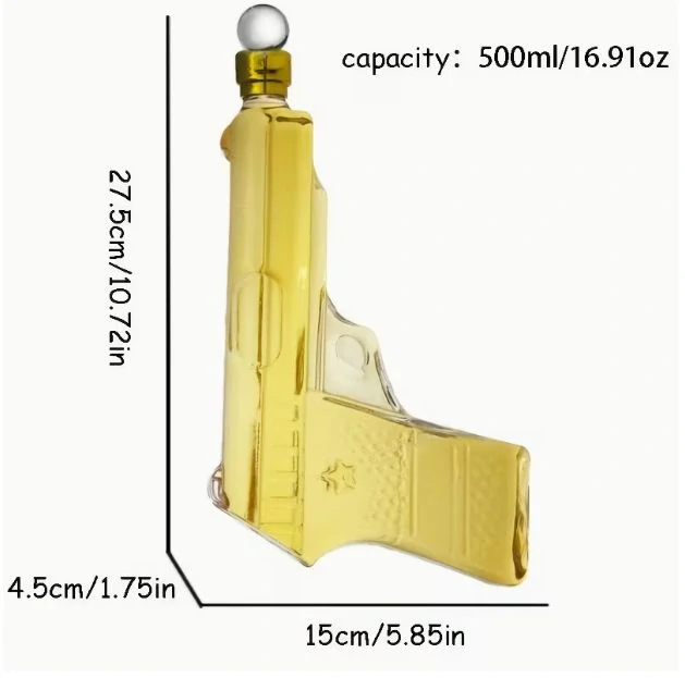 Exkluzívna sklenená karafa "GOLDFINGER" (Pištoľ) s gravírovaním - 500 ml