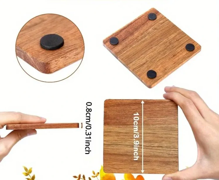 Sada podložiek z agátového dreva s gravírovaním (4 ks)