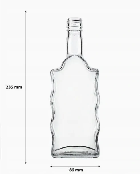 Personalizovaná hranatá sklenená fľaša s uzáverom 500 ml